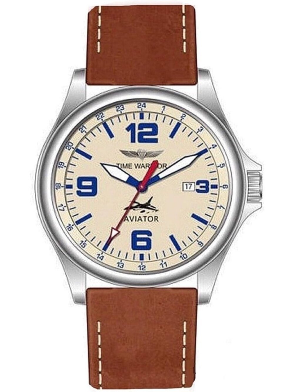 Luxury Men's Aviator Pilot Watch - 40mm Genuine Leather Strap, Japanese Movement